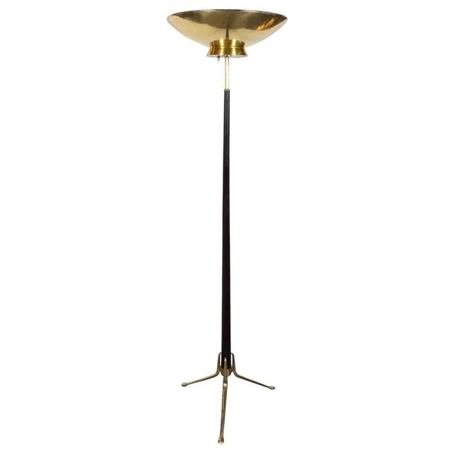 Mid-Century Modern Floor Lamp in Brass and Ebonized Walnut by Gerald Thurston For Sale - Image 13 of 13