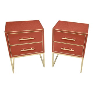 Italian Nightstands in Terracotta Glass from Justfurnituress SRL, Set of 2 For Sale