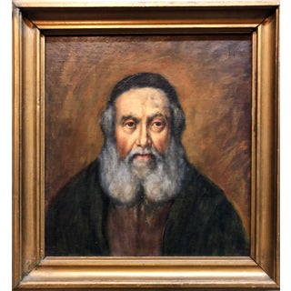Charles Hannaford, Judaica "The Rebbe'" European Hasidic Rabbi Portrait Oil Painting For Sale