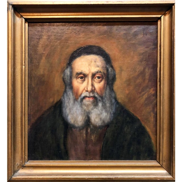 Charles Hannaford, Judaica "The Rebbe'" European Hasidic Rabbi Portrait Oil Painting For Sale