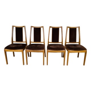 Vintage Wooden and Velvet Dining Chairs from Nathan, 1960s, Set of 4 For Sale