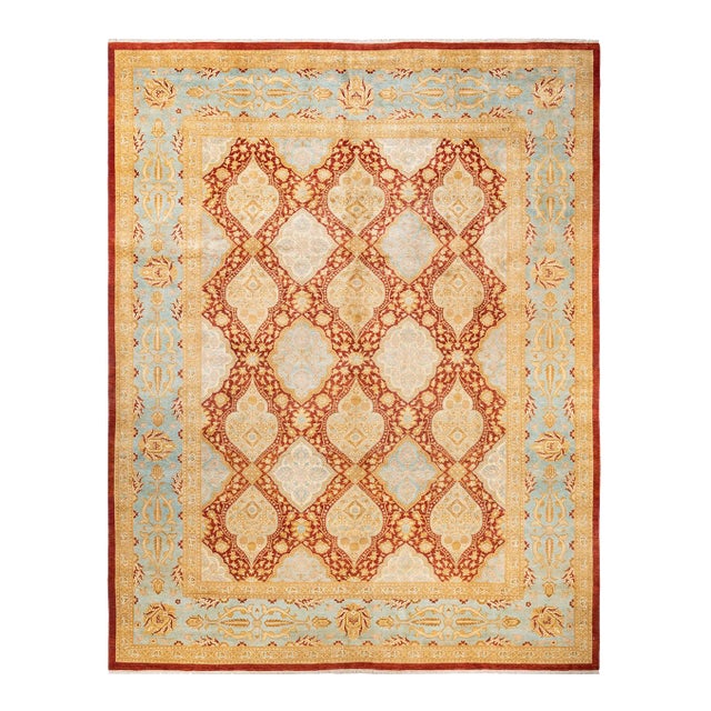 Eclectic, One-of-a-Kind Hand-Knotted Area Rug - Orange, 10' 2" x 13' 1" For Sale