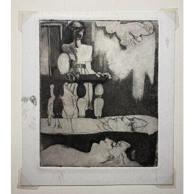 1980s surreal etching. Unsigned.