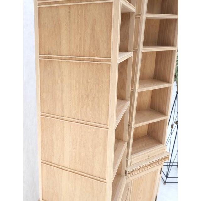 Pair New Unfinished Baker Obelisk Shape Double Sided 360 Degree Walnut Bookcases For Sale - Image 10 of 18