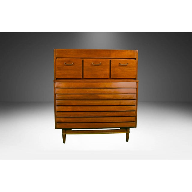 American of Martinsville HighBoy Dresser Chest Mid-Century Modern For Sale - Image 9 of 16