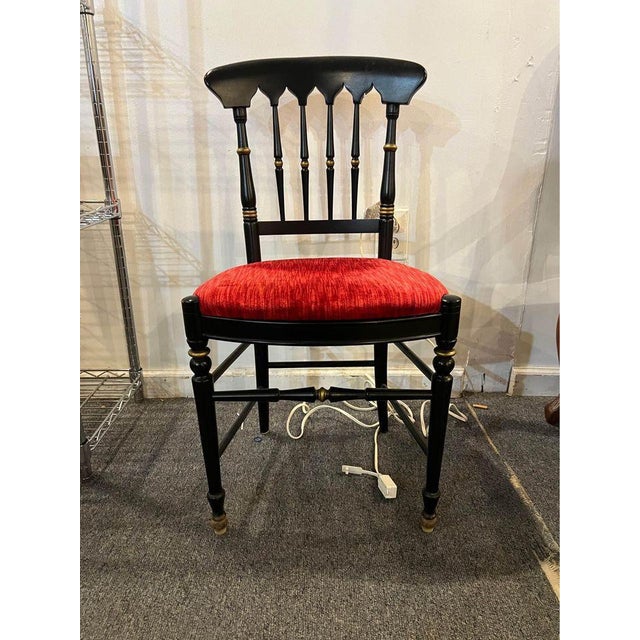 Mid 20th Century Spindle Back Glazed Black Side Chair H. By Tell City Chair Co. For Sale - Image 9 of 9