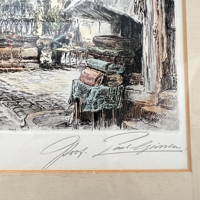 Beige Early 20th Century Signed Original Handcolored Etching of Rothenburg on the Tauber by Paul Geissler For Sale - Image 8 of 10