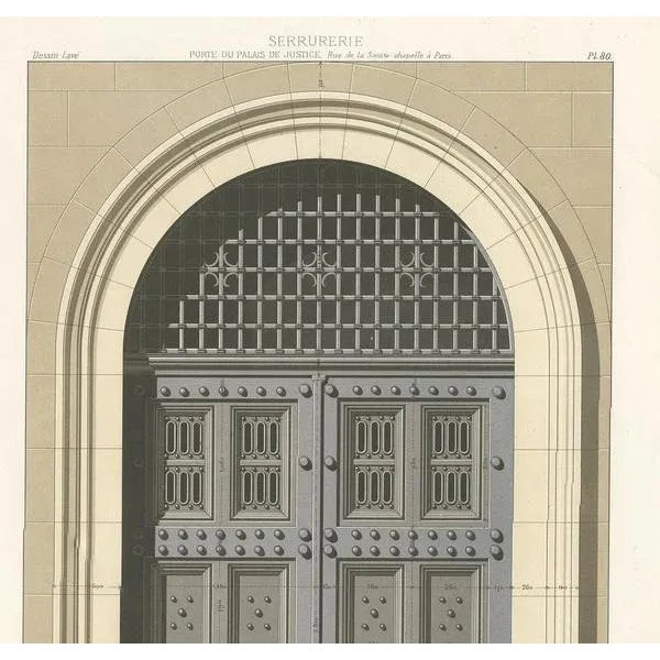 Delarue, Architecture Illustration of the Palace of Justice in Paris, 1880, Print For Sale - Image 3 of 5
