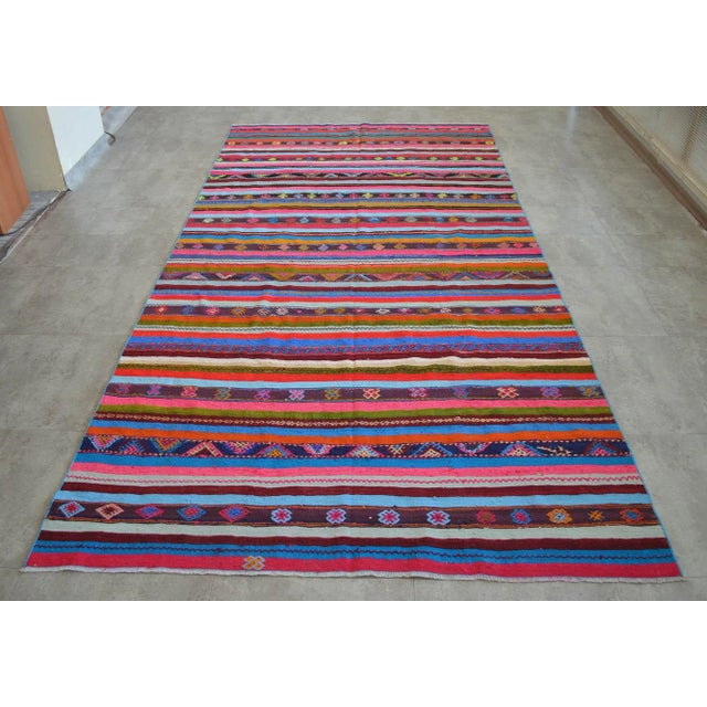 1970s Turkish Kilim Hand Woven Braided Area Rug - 5′5″ × 10′9″ For Sale - Image 6 of 11