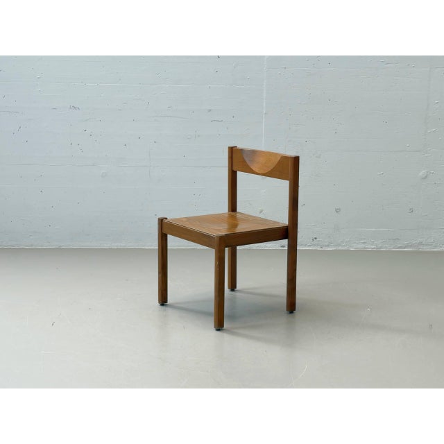 Mid-Century Minimalist Stackable Wooden Chair For Sale - Image 5 of 14