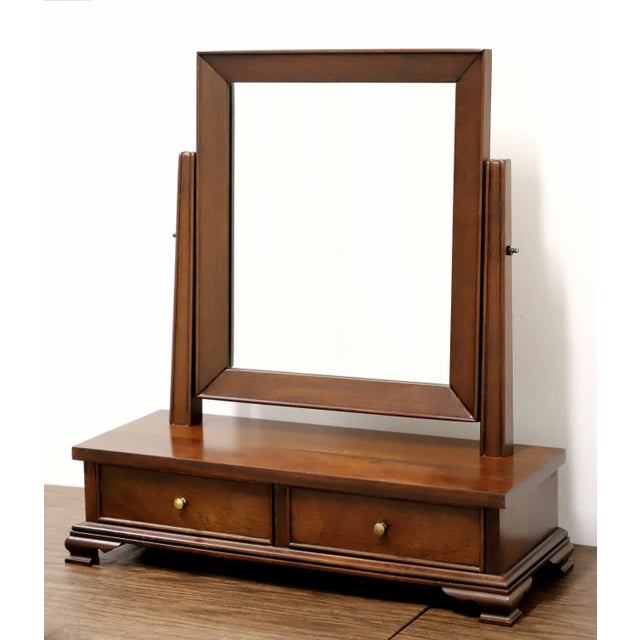Chippendale Craftique Solid Mahogany Chippendale Cheval Two-Drawer Dressing Table Mirror For Sale - Image 3 of 8
