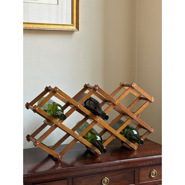 Mid-Century Modern Mid-Century Modern Accordion-Style Wood Wine Rack For Sale - Image 3 of 10