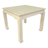 Lane 1990 Ming Style Cream Enamel Crackle Finish Side Table 27" For Sale