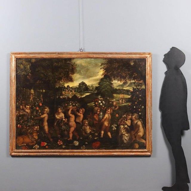 Oil on canvas. The painting is inspired by Titian's famous "Homage to Venus," which was widely copied and reinterpreted...