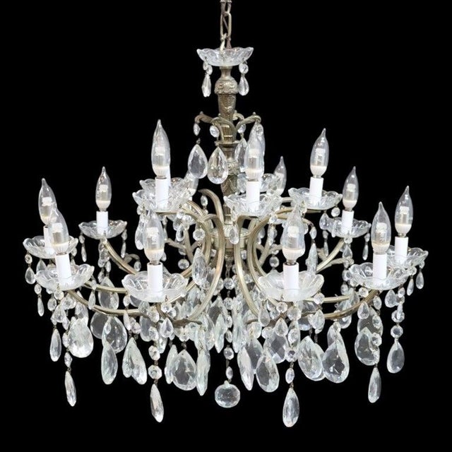 Crystal & Gilt Bronze 15-Light Chandelier C1940 For Sale - Image 10 of 10