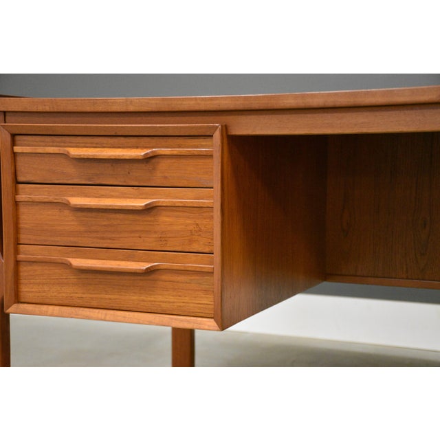 Brown Mid 20th Century Refinished Danish Modern Teak Desk For Sale - Image 8 of 10