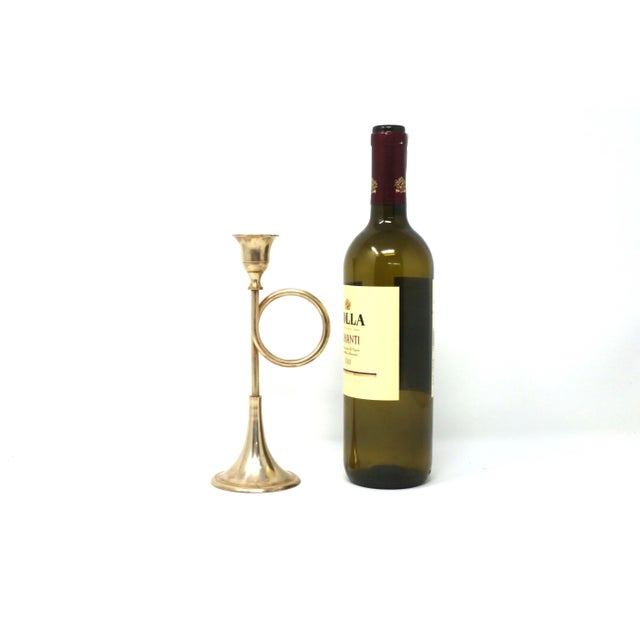 Vintage Brass Trumpet Candle Holder For Sale - Image 4 of 5