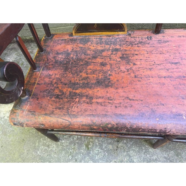 Antique 19th Century Early American Primitive Folk Art Style Hand Painted Bench For Sale - Image 9 of 15