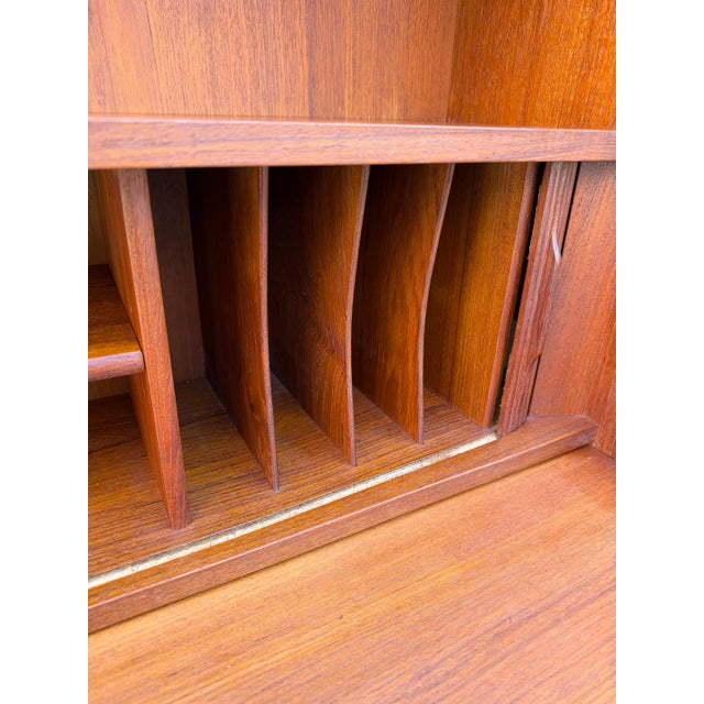 Brown Teak Bookshelf with Secretary Desk by Johannes Sorth for Nexø For Sale - Image 8 of 11