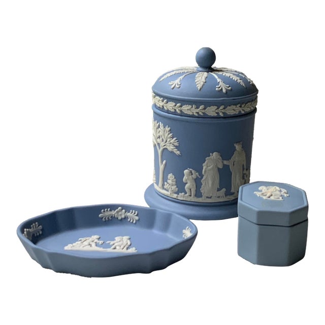 1950s Wedgwood Jasperware Ladies Desk Set- 3 Pieces For Sale