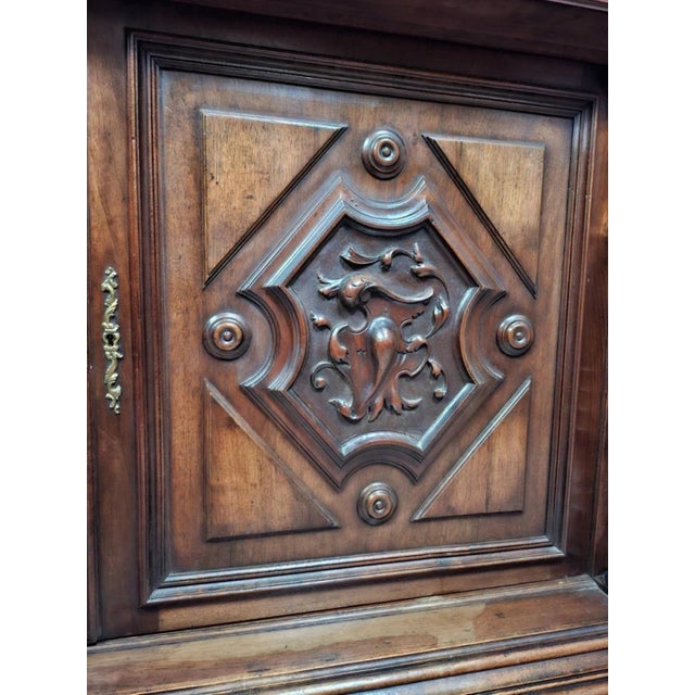 Henri II Two-Part Buffet Carved in Walnut For Sale - Image 5 of 8