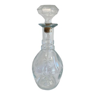 Vintage Cut Glass Starburst Decanter With Stopper For Sale