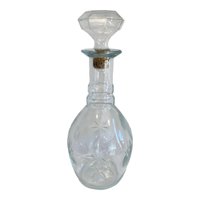 Vintage Cut Glass Starburst Decanter With Stopper For Sale