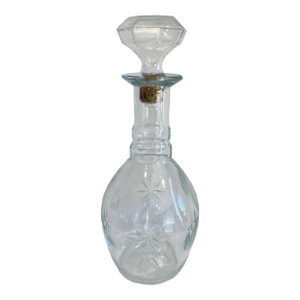 Vintage Cut Glass Starburst Decanter With Stopper