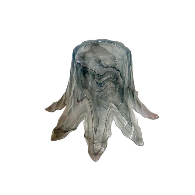 1980s Murano Style Art Glass Lotus Vase For Sale - Image 4 of 4