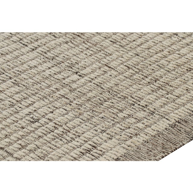 Rug & Kilim’s Textural Kilim With White Textural Stripes and Black Accents For Sale In New York - Image 6 of 7
