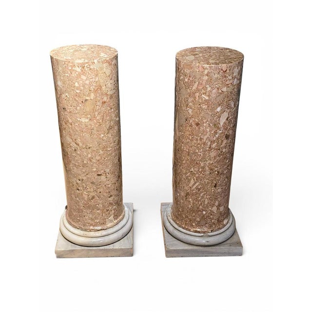 Important and highly decorative pair of marble pedestals dating from the late 18th century, carved in the form of...
