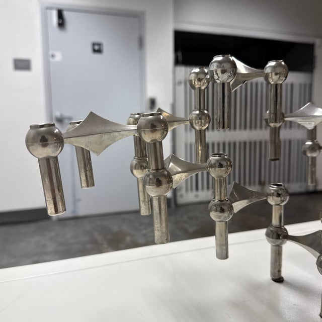 Werner Stoff & Hans Nagel for Stoff Chrome-Plated Modular Stacking Candleholders, Set of Twenty One For Sale - Image 9 of 12