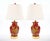 Late 20th Century Red Lacquered Hand Painted Red & Gold Porcelain Table Lamps For Sale - Image 12 of 12