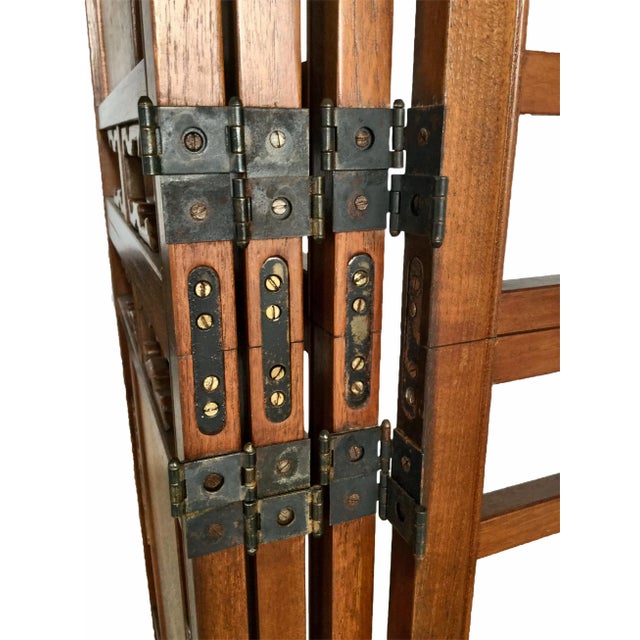 1970s 1970s Vintage Hand Carved Rosewood Shoji Screen Room Divider For Sale - Image 5 of 11
