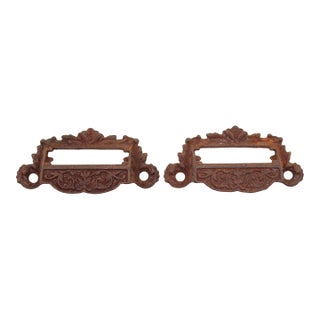 Pair of Antique 3.5 In. Victorian Iron Apothecary Bin Pulls For Sale