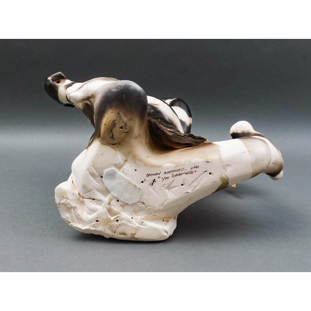 Black Andrew Rodriguez Luguna Pueblo New Mexico 2000 "You Know Who" Pottery Sculpture For Sale - Image 8 of 9