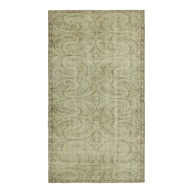 Vintage Zeki Müren Runner in Light Green With Floral Patterns | Rug & Kilim For Sale