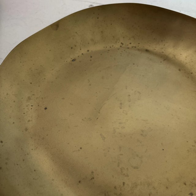 Metal Restoration Hardware Sculptural Brass Platter Medium Shallow Bowl for Nested Set For Sale - Image 7 of 8