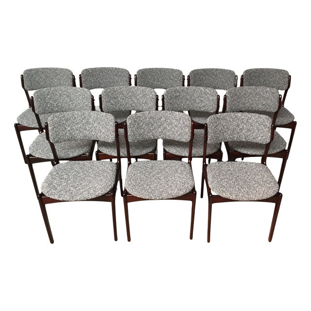 Fully Restored Rosewood Dining Chairs from Erik Buch, Set of 12 For Sale