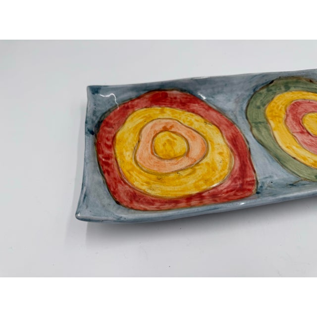 Mid-Century Modern Vintage Hand Painted Decorative Art Plaque For Sale - Image 3 of 7