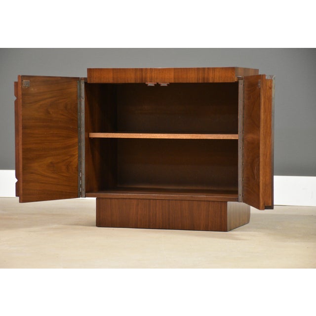 1970s Refinished Walnut Brutalist Nightstand For Sale In Boston - Image 6 of 8