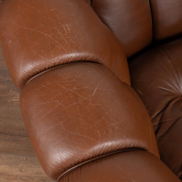 Pair of 20th Century English Brown Leather Club Chairs For Sale - Image 12 of 16