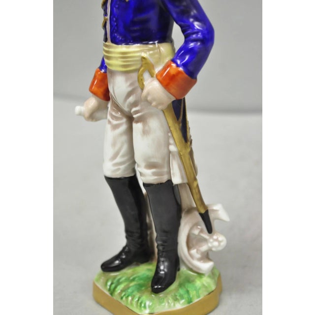Blue Vintage Capodimonte Italian Porcelain Napoleonic General Figurine Statue 7282- B For Sale - Image 8 of 10