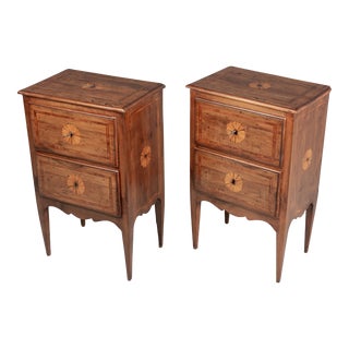 Pair of Italian Marquetry Nightstands or Side Tables For Sale