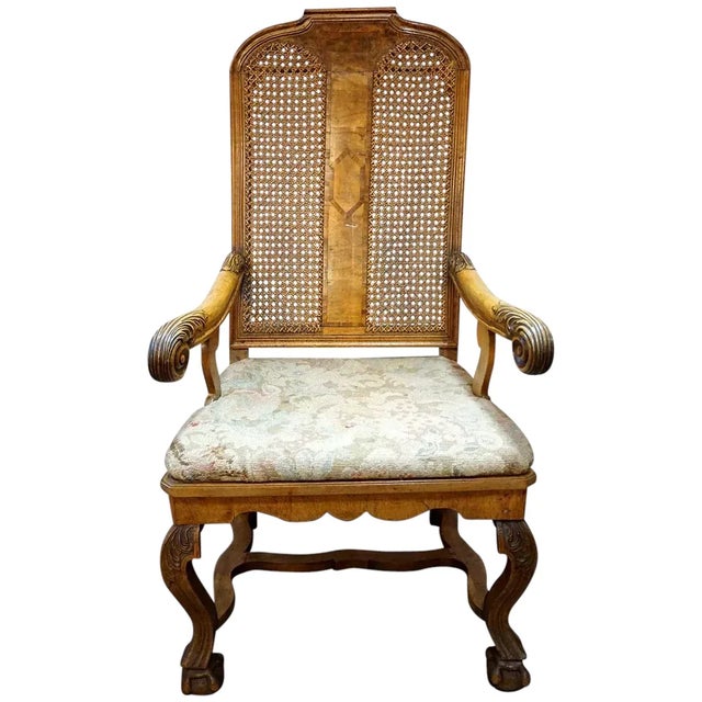 Scandinavian Regence Caned Walnut Armchair For Sale - Image 10 of 10