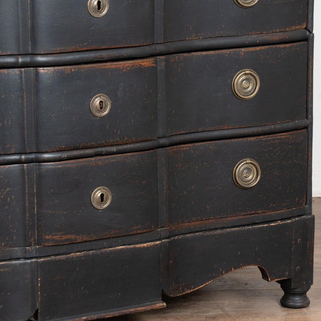Early 19th Century Black Rococo Large Oak Chest of Four Drawers, Denmark For Sale - Image 14 of 15