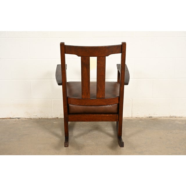 Limbert Antique Mission Oak Arts & Crafts Rocking Chair, Circa 1910 For Sale - Image 11 of 13