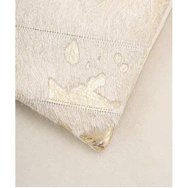 Canvello Cleverly Stitched Golden Leather 30" X 50" Single Lumbar Pillow For Sale - Image 4 of 5