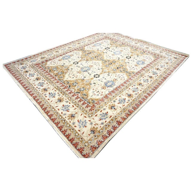 Early 21st Century Afghan Sultanabad Masters Wool 8 x 10 Ivory, Tan, Red & Light Blue Handmade Area Rug #1143755 For Sale - Image 5 of 8