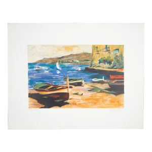 Eduardo Vial-Hugas, Boat on Shore, Artists Proof Lithograph Signed